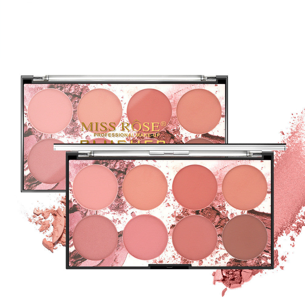 Palette Blush 8 Teintes Miss Rose mat longue tenue avec teintes chaudes pour un teint ensoleillé
