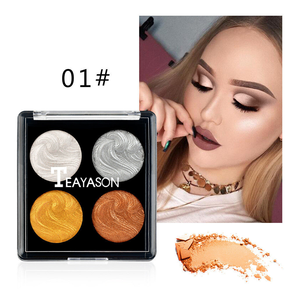 Poudre Highlighter 4 Teintes – Illuminateur Cuit, Sculptant & Éclat, Teint Lumineux