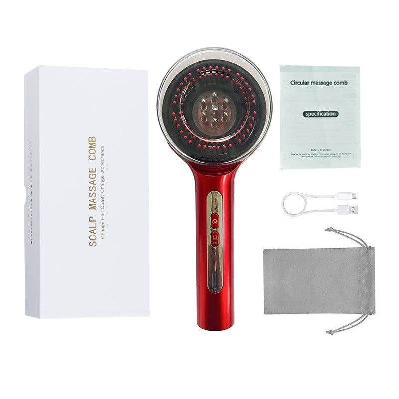 Peigne massant électrique avec lumière rouge pour cuir chevelu stimulant la repousse et réduisant la chute des cheveux